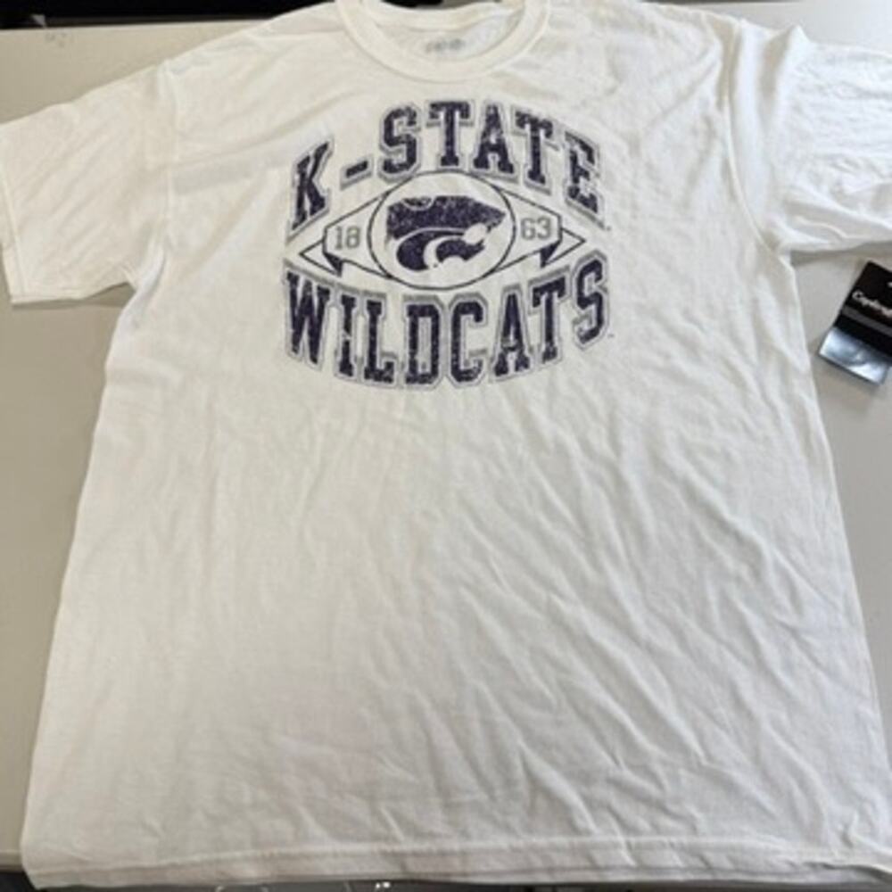Kansas State Wildcats Captivating Distressed Logo T-Shirt Large NWT